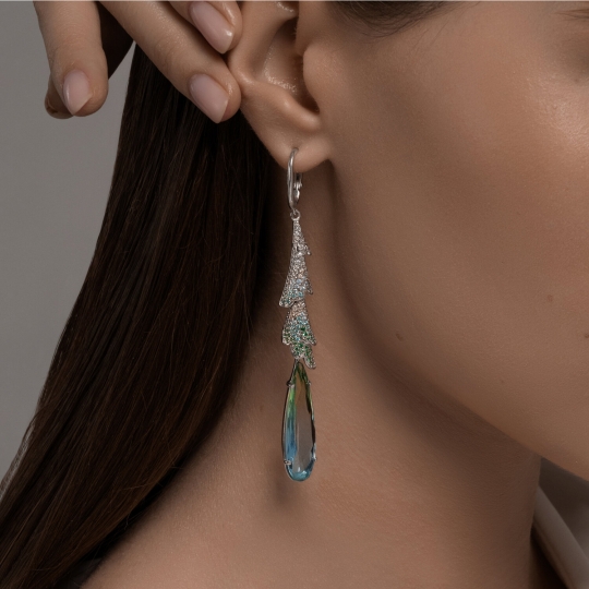 Серьги из серебра с миксом полудрагоценных камней