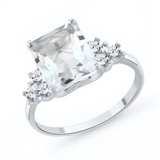 Серьги из серебра с горным хрусталем и фианитами