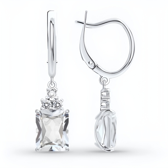 Серьги из серебра с фианитами