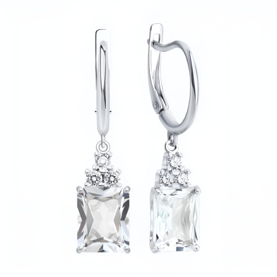 Серьги из серебра с фианитами