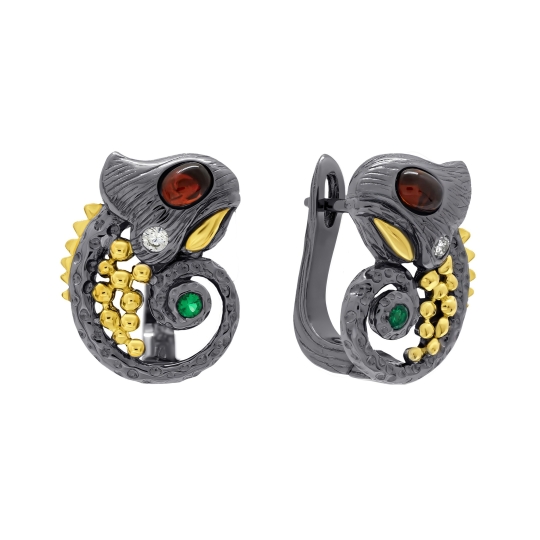 Серьги из серебра с гранатами