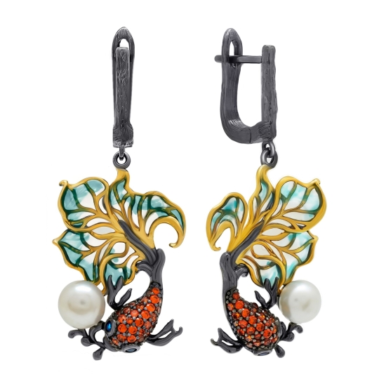 Серьги из серебра с фианитами