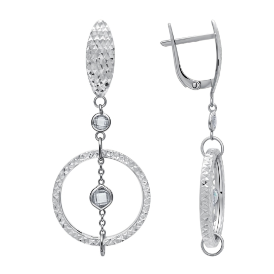 Серьги из серебра с фианитами