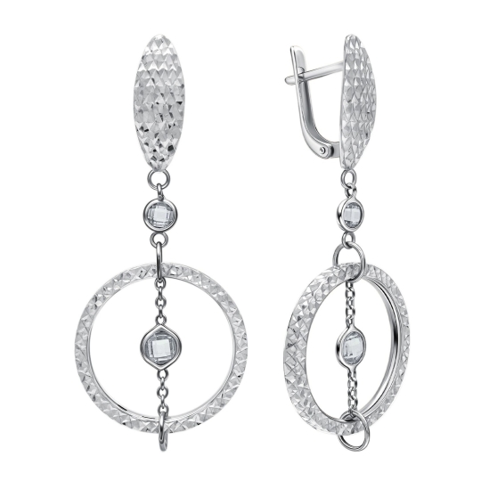 Серьги из серебра с фианитами