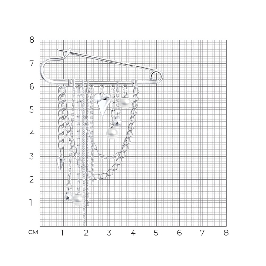 Брошь из серебра с фианитами
