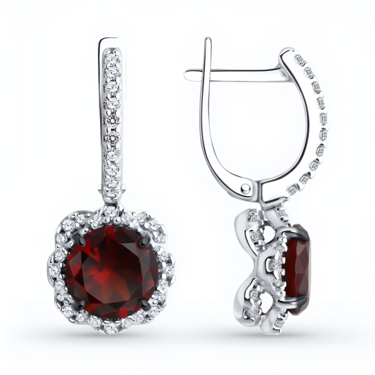 Серьги из серебра с ювелирными кристаллами