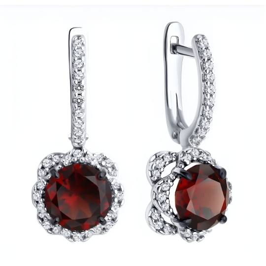 Серьги из серебра с ювелирными кристаллами
