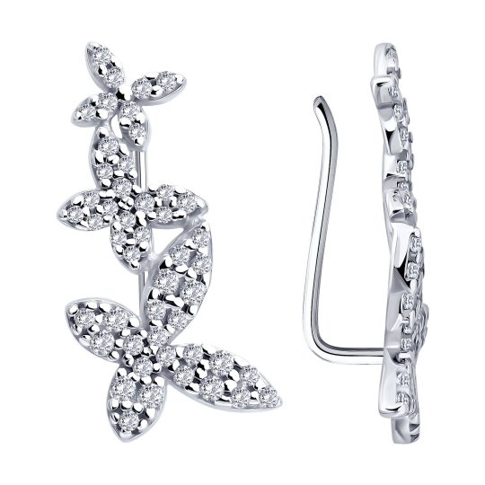 Серьги из серебра с фианитами