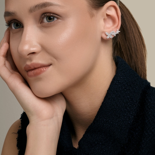 Серьги из серебра с фианитами