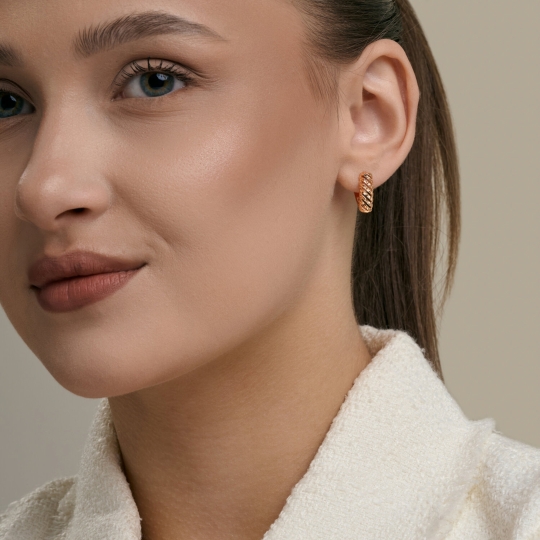 Серьги из золота с гранатами и фианитами