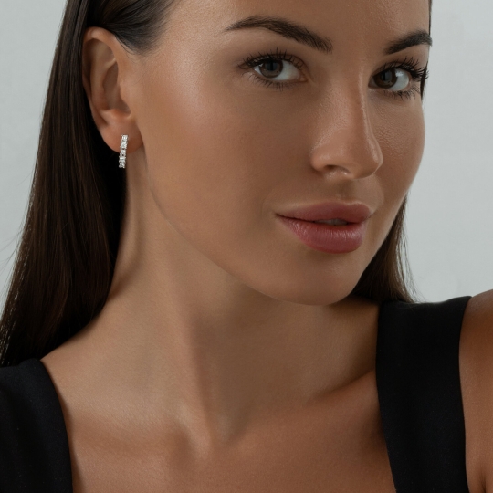 Серьги из серебра с агатами и фианитами