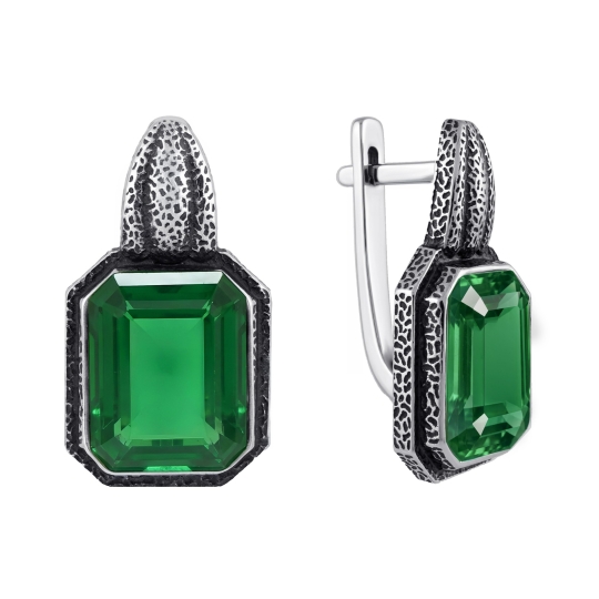 Серьги из серебра с фианитами, покрытие Вермель золото 999 пробы