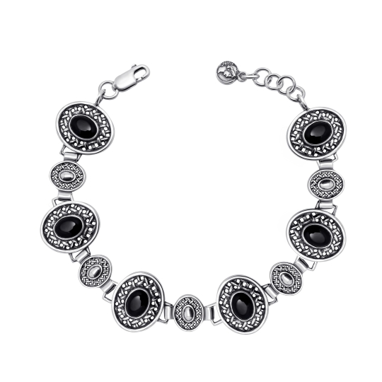 Серьги из серебра с чернением и агатами