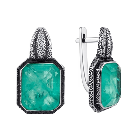 Серьги из серебра с фианитами