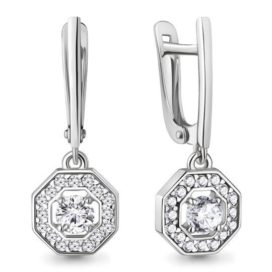 Серьги из серебра с фианитами 