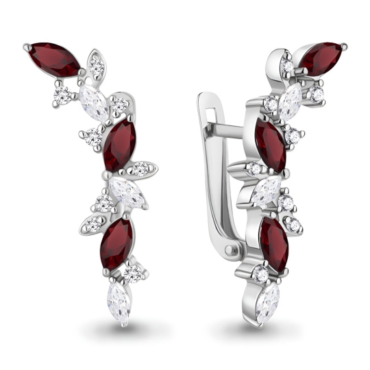 Серьги из серебра с фианитами 
