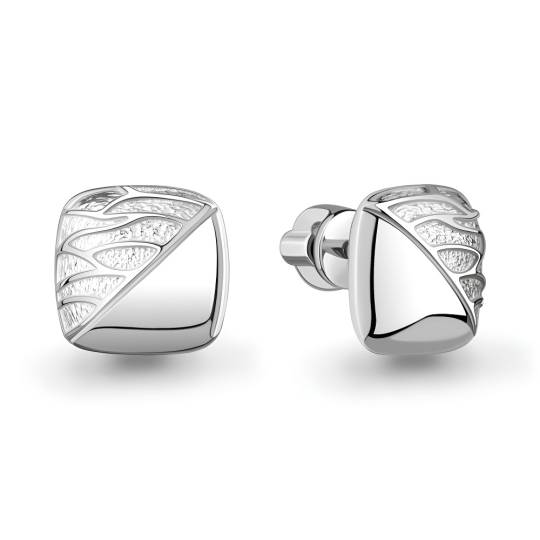 Серьги из серебра с эмалью и фианитами