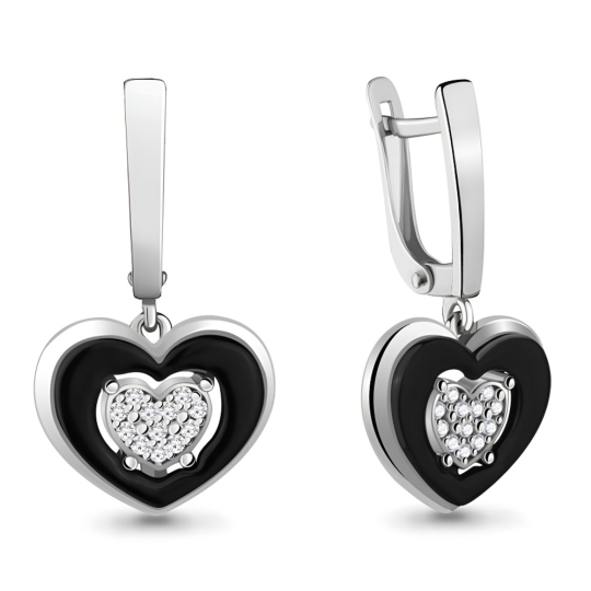 Серьги из серебра с фианитами