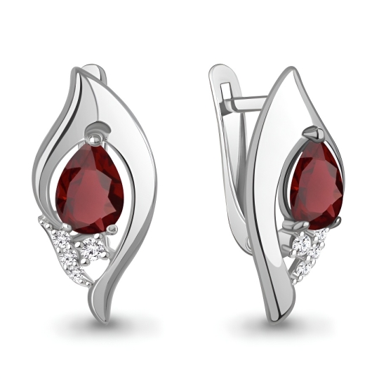 Серьги из серебра с цитринами и фианитами