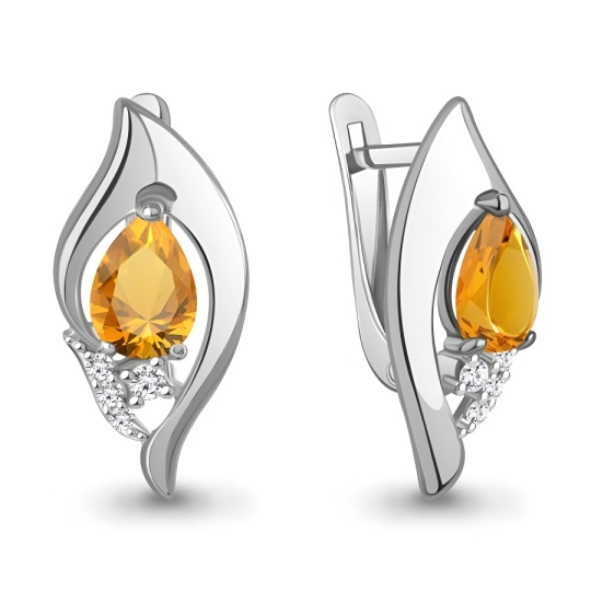 Серьги из серебра с гранатами и фианитами
