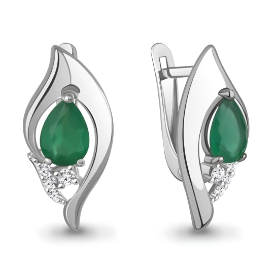 Серьги из серебра с цитринами и фианитами