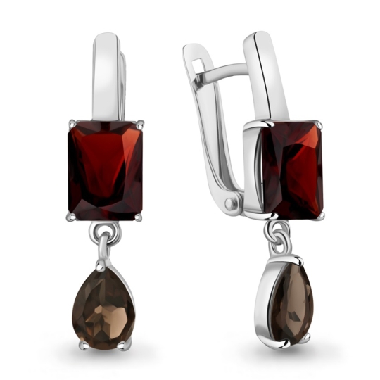 Серьги из серебра с аметистами и топазами