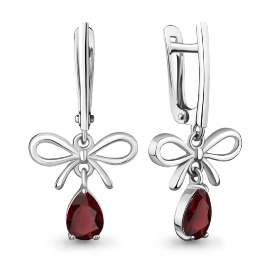 Серьги из серебра с гранатами и фианитами