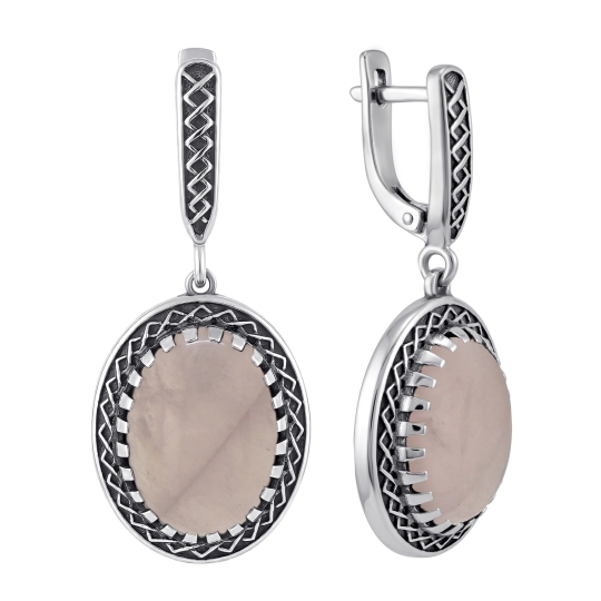 Браслет из серебра с чернением и кварцами
