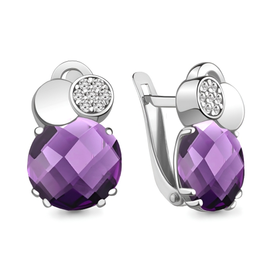 Серьги из серебра с агатами и фианитами