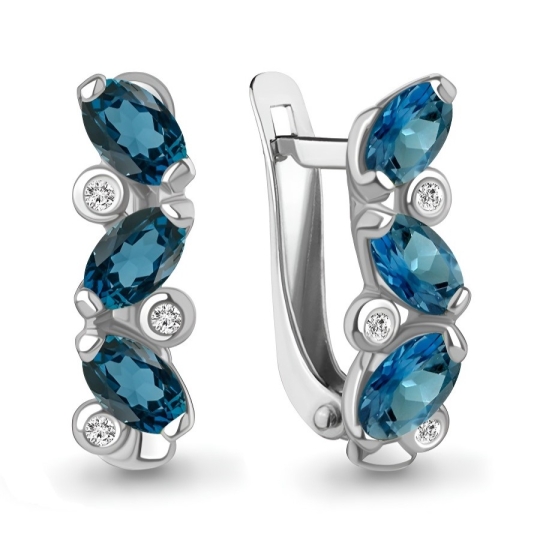Серьги из серебра с фианитами