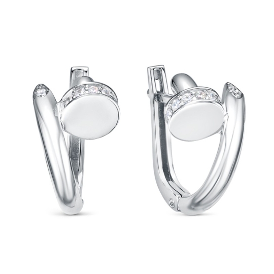 Серьги из серебра с фианитами
