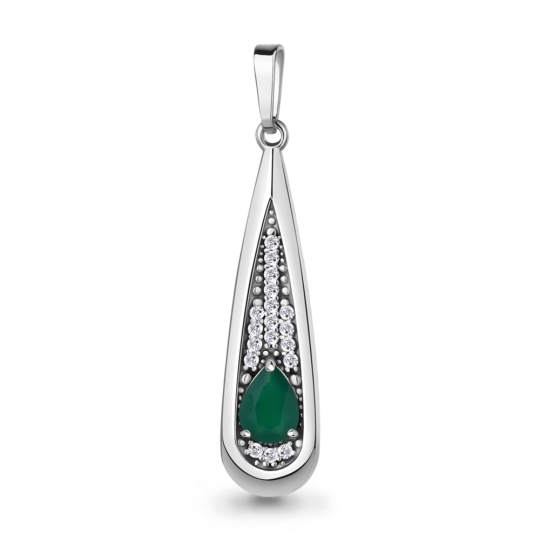 Серьги из серебра с агатами и фианитами