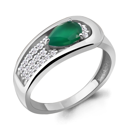 Серьги из серебра с агатами и фианитами