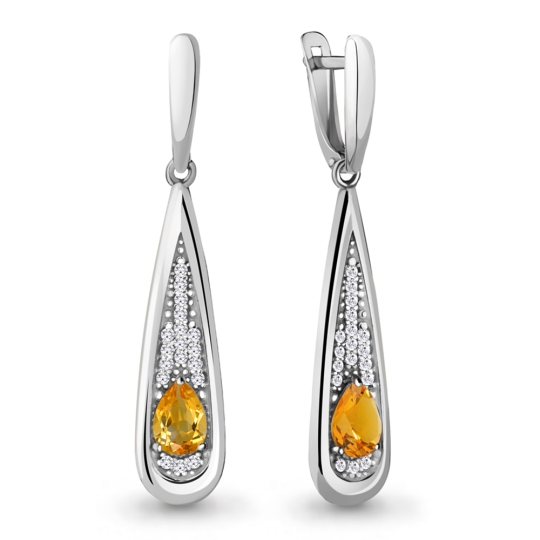 Серьги из серебра с агатами и фианитами