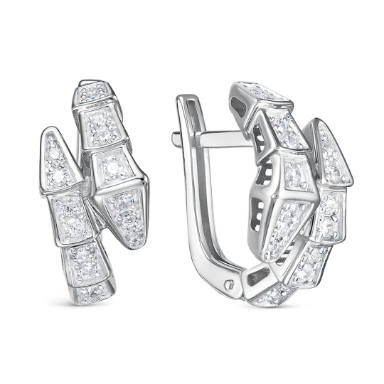 Серьги из серебра с фианитами