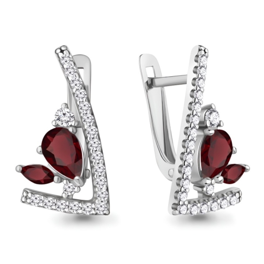 Серьги из серебра с агатами и фианитами