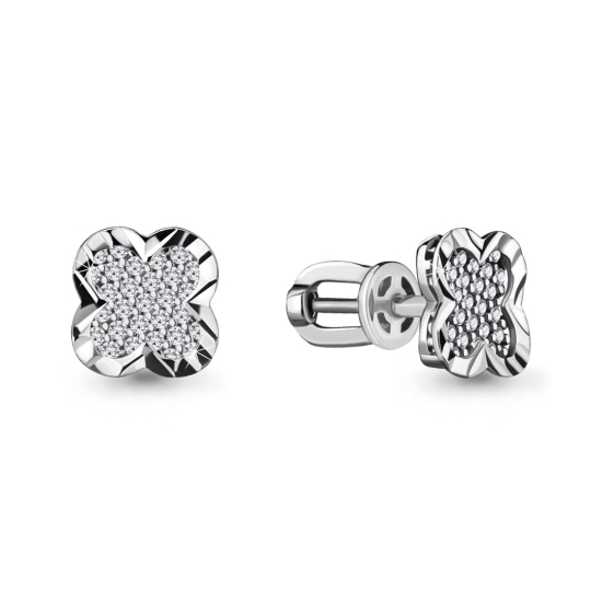 Серьги из серебра с фианитами