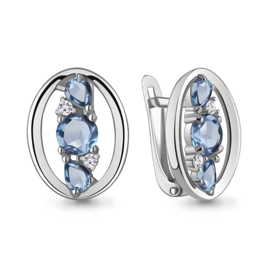 Серьги из серебра с фианитами