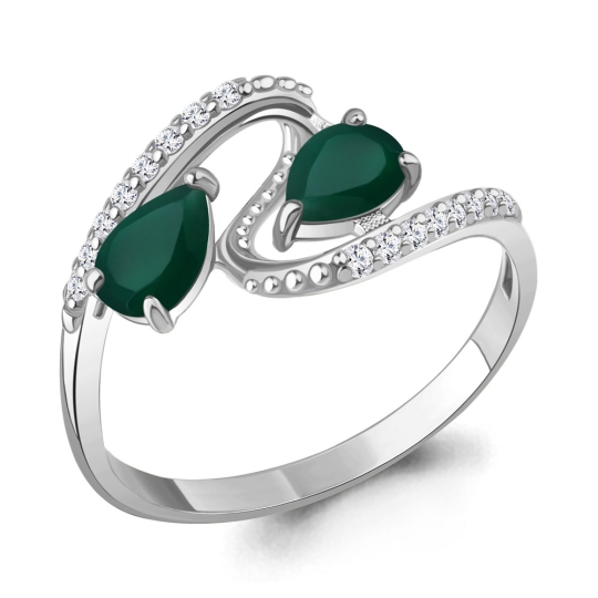 Серьги из серебра с агатами и фианитами
