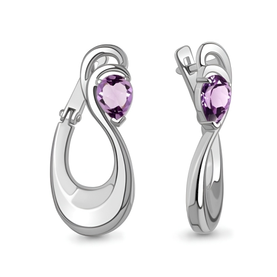 Серьги из серебра с фианитами