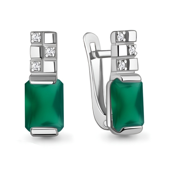 Серьги из серебра с фианитами