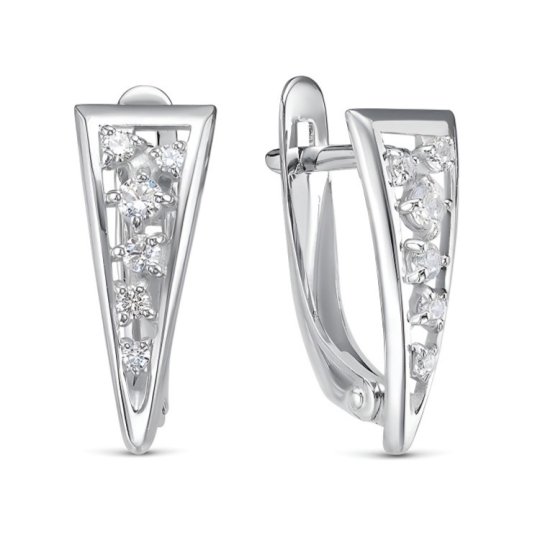 Серьги из серебра с фианитами
