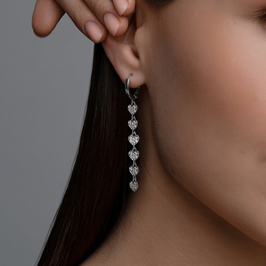 Серьги из серебра с аметистами и фианитами