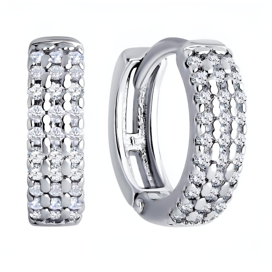 Серьги из серебра с фианитами