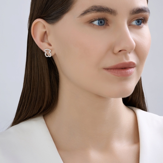 Серьги из серебра с фианитами и наносапфирами