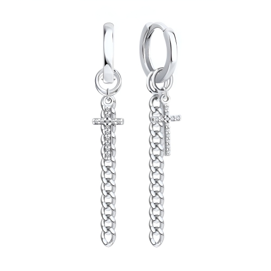 Серьги из серебра с фианитами