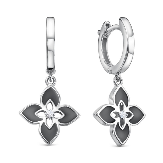Серьги из серебра с фианитами