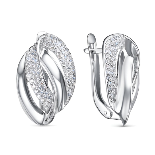 Серьги из серебра с фианитами
