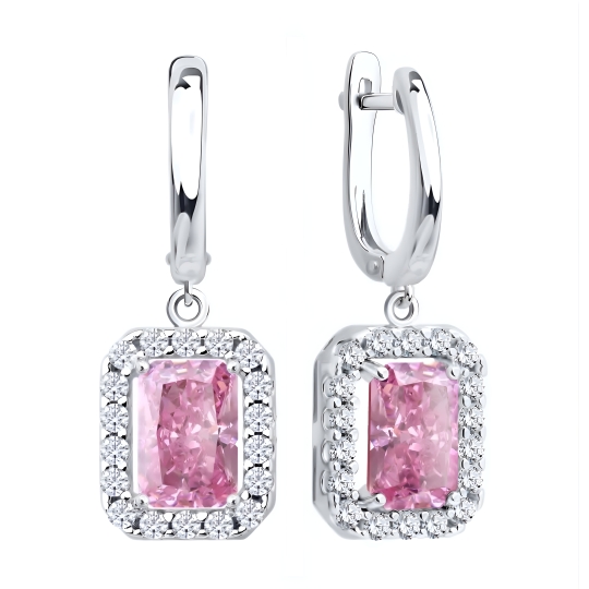 Серьги из серебра с фианитами