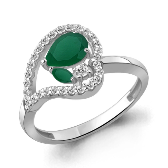 Серьги из серебра с агатами и фианитами